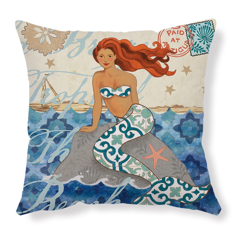 Kids' Throw Pillow Covers and Couch Cushion with Marine Life Prints Square Linen Cases 20x20 - Image 13