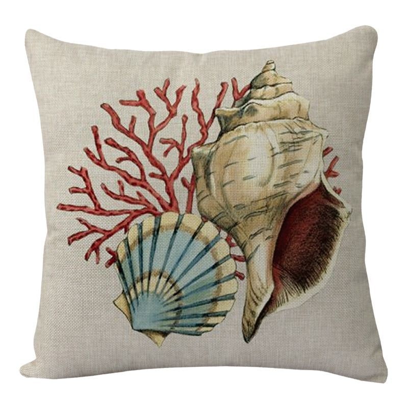 Kids' Throw Pillow Covers and Couch Cushion with Marine Life Prints Square Linen Cases 20x20 - Image 7