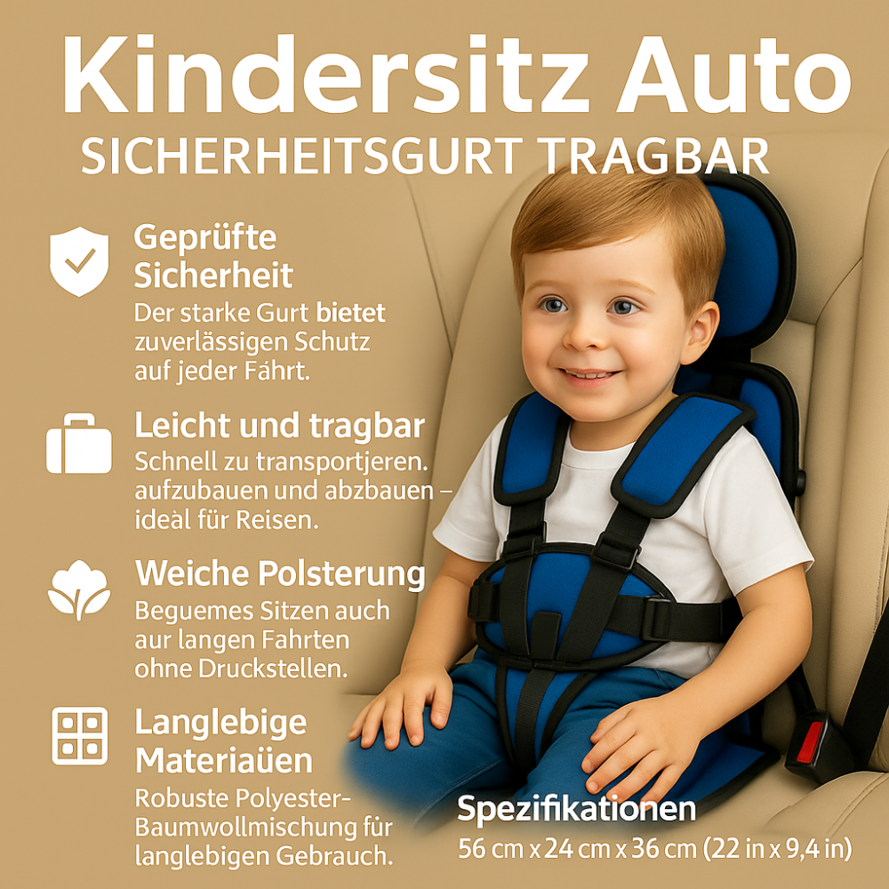 Kids' Travel Infant Car Seat Lightweight Foldable with Five-Point Harness and Padded Headrest - Image 3
