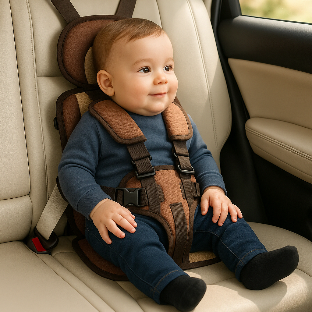 Kids' Travel Infant Car Seat Lightweight Foldable with Five-Point Harness and Padded Headrest - Image 7