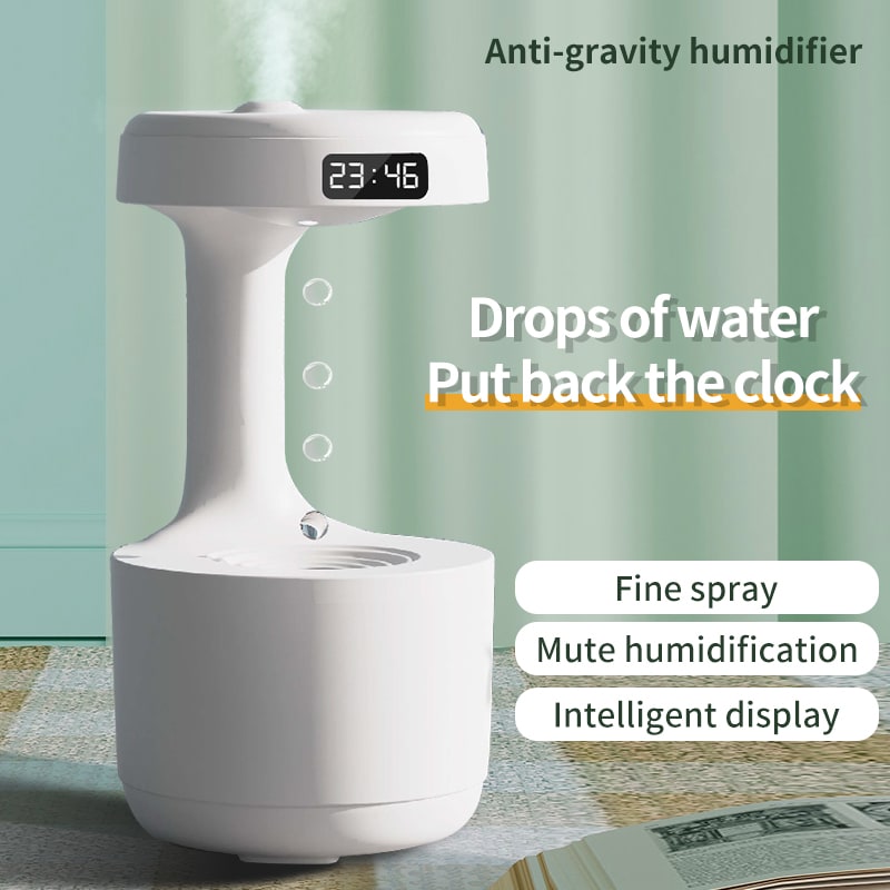 Kids' Ultrasonic Anti-Gravity Humidifier with LED Clock and Aroma Diffuser - Image 1