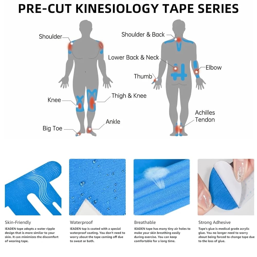 Kinesiology Tape for Knee and Athletic Ankle Support with Pre-Cut Physio Strips - Image 14