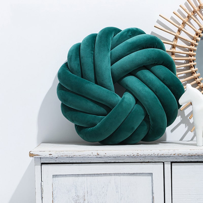 Knot Pillow Velvet Throw Decorative Accent Cushion with Soft Plush Fabric and Knotted Ball Design - Image 10