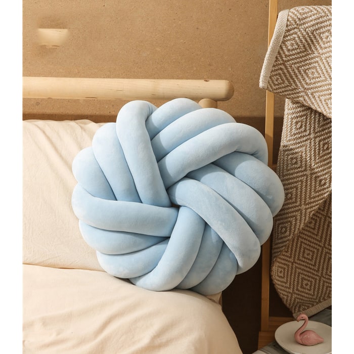 Knot Pillow Velvet Throw Decorative Accent Cushion with Soft Plush Fabric and Knotted Ball Design - Image 12
