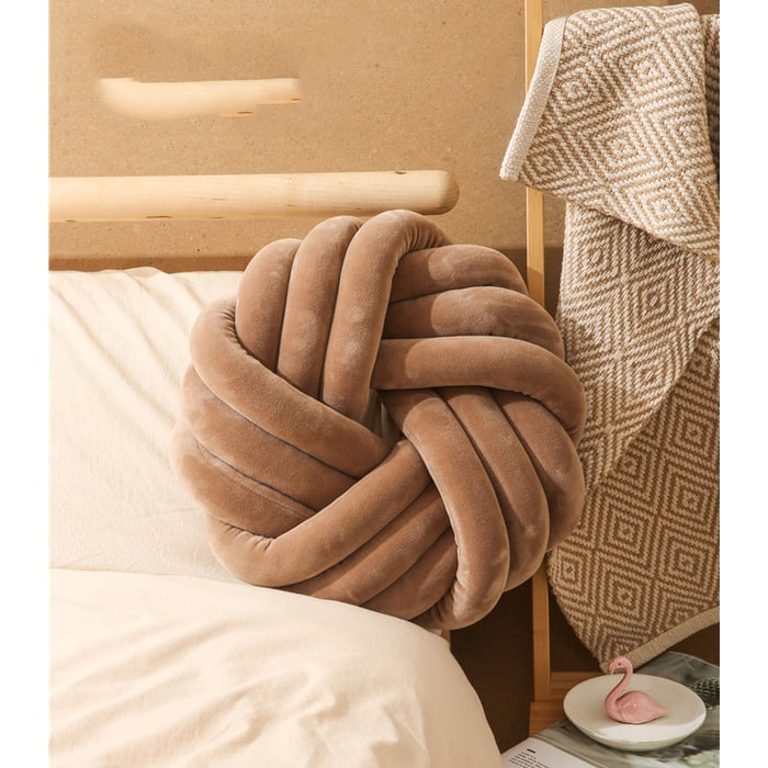 Knot Pillow Velvet Throw Decorative Accent Cushion with Soft Plush Fabric and Knotted Ball Design - Image 7