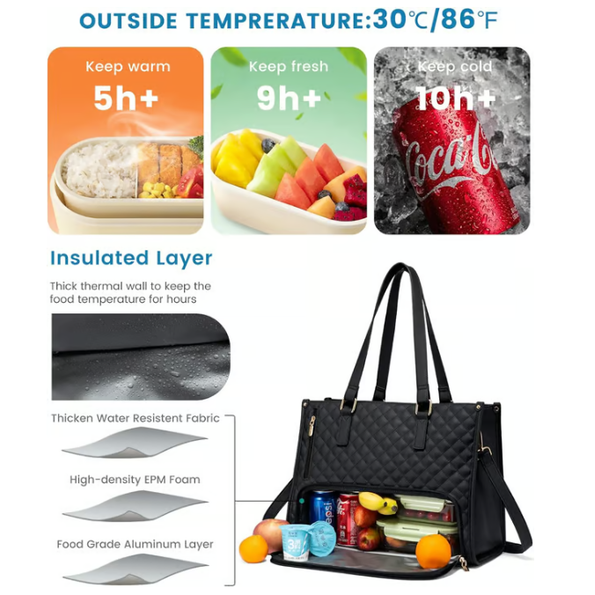 Laptop Tote Bag Lunch Quilted Padded Sleeve Insulated - Image 2