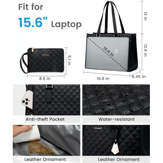 Laptop Tote Bag Lunch Quilted Padded Sleeve Insulated - Image 3
