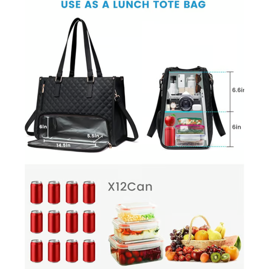 Laptop Tote Bag Lunch Quilted Padded Sleeve Insulated - Image 4