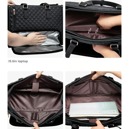 Laptop Tote Bag Lunch Quilted Padded Sleeve Insulated - Image 8