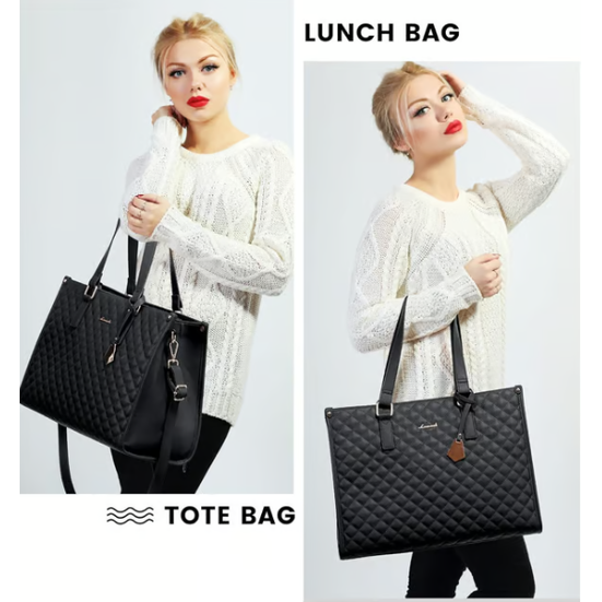 Laptop Tote Bag Lunch Quilted Padded Sleeve Insulated - Image 9