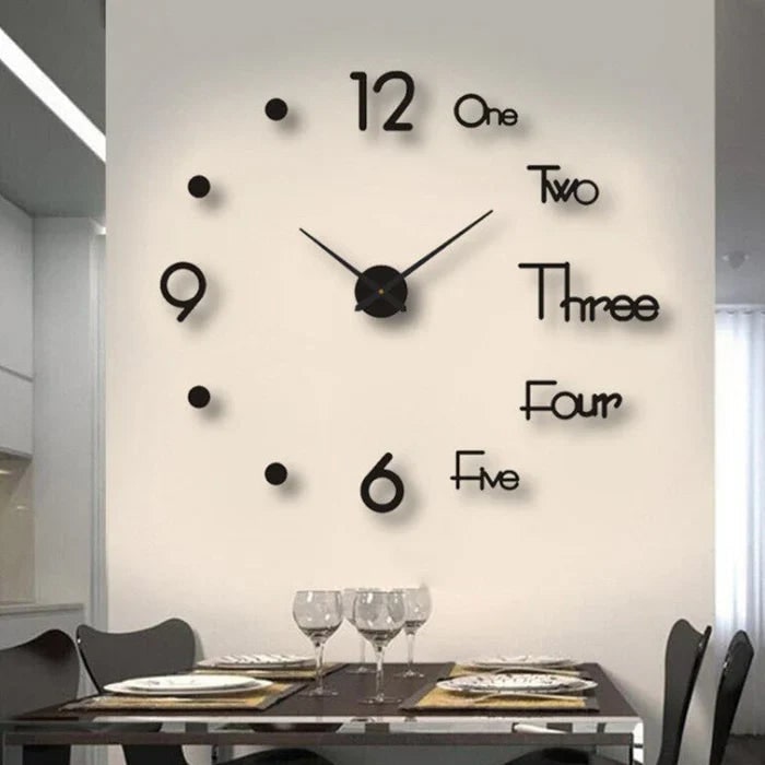 Large Long Huge Wall Clock with 3D Adhesive Numbers and Minimalist Metal Hands Decor - Image 12