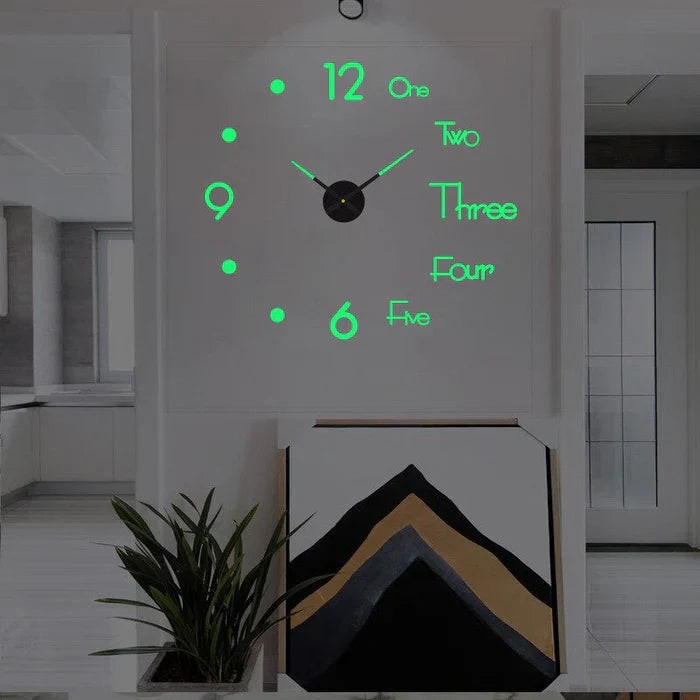 Large Long Huge Wall Clock with 3D Adhesive Numbers and Minimalist Metal Hands Decor - Image 13