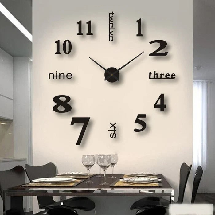 Large Long Huge Wall Clock with 3D Adhesive Numbers and Minimalist Metal Hands Decor - Image 14