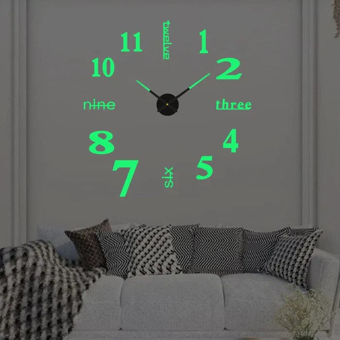 Large Long Huge Wall Clock with 3D Adhesive Numbers and Minimalist Metal Hands Decor - Image 15