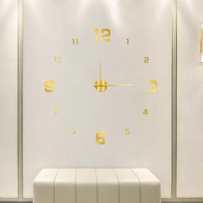 Large Long Huge Wall Clock with 3D Adhesive Numbers and Minimalist Metal Hands Decor - Image 7