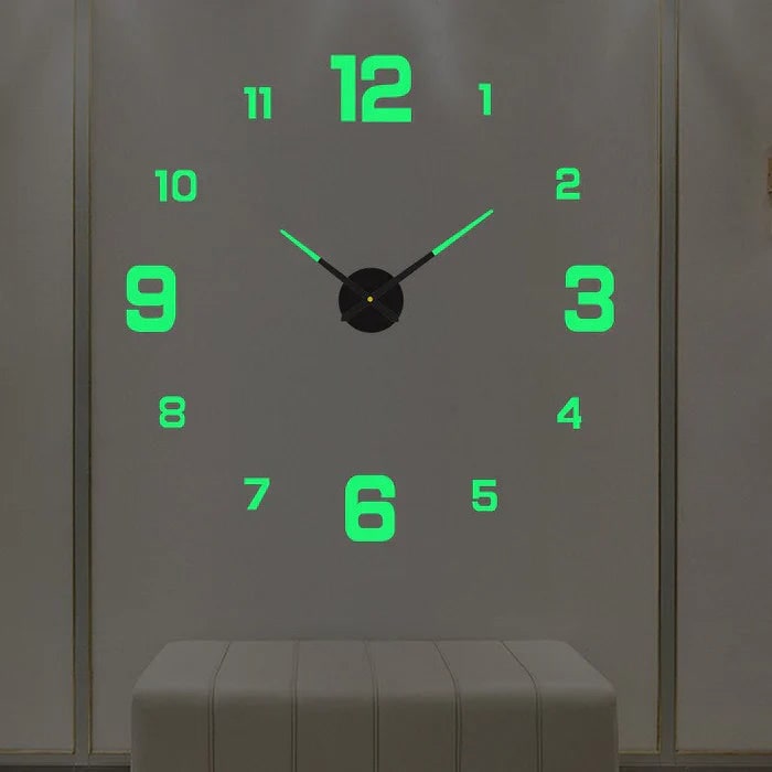 Large Long Huge Wall Clock with 3D Adhesive Numbers and Minimalist Metal Hands Decor - Image 9
