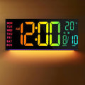 Large Long Wall Clock with LED Digital Display Rgb Color Modes Temperature and Date - Image 1