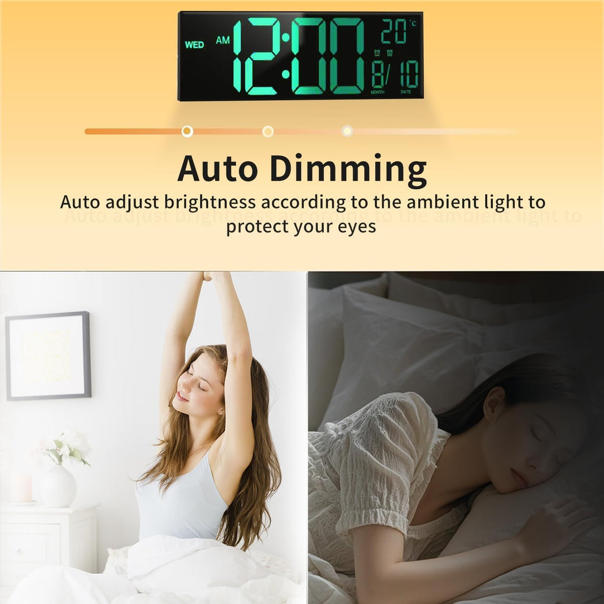 Large Long Wall Clock with LED Digital Display Rgb Color Modes Temperature and Date - Image 4
