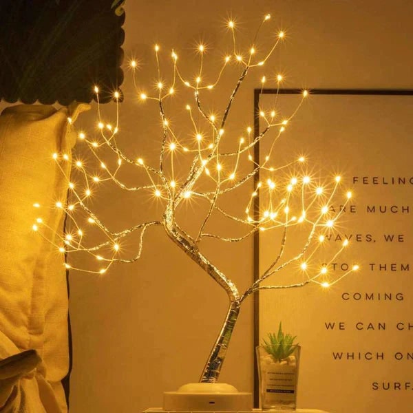 LED Bonsai Tree Light Lamp with Adjustable Branches and Warm White Fairy - Image 3