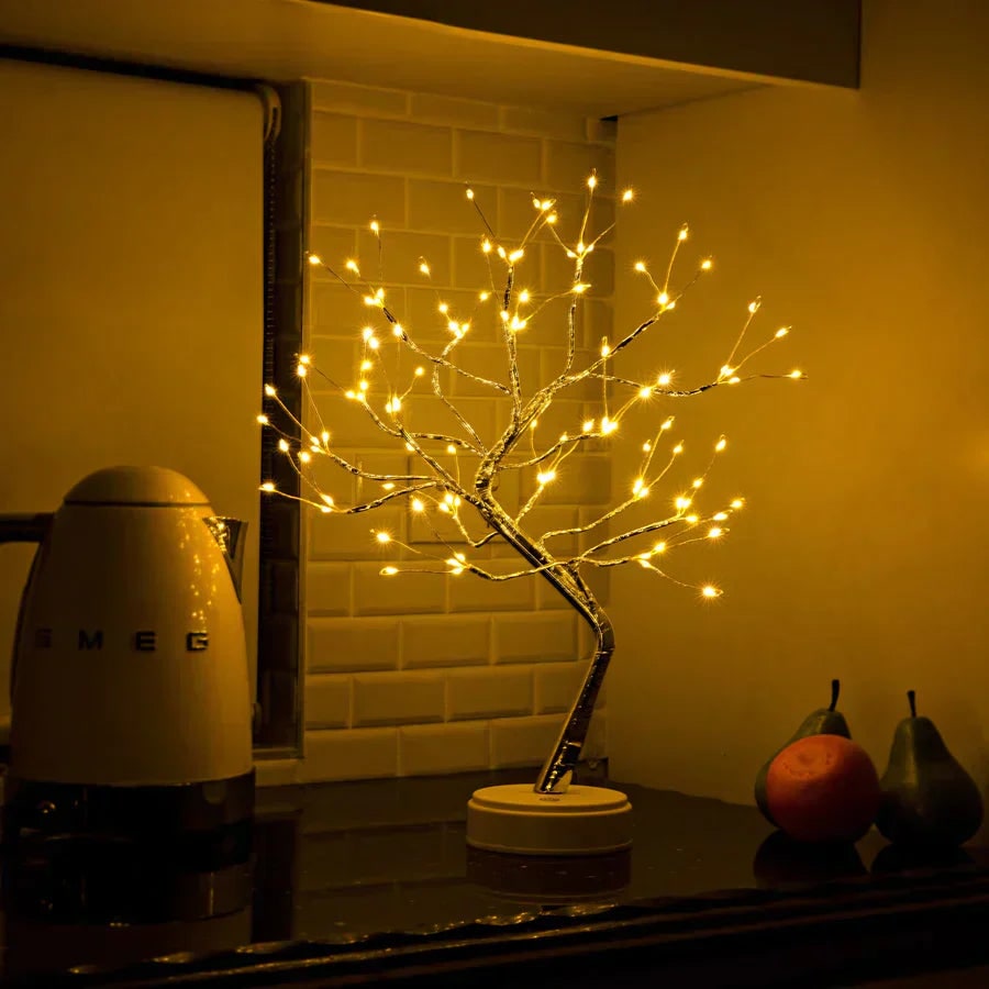 LED Bonsai Tree Light Lamp with Adjustable Branches and Warm White Fairy - Image 5