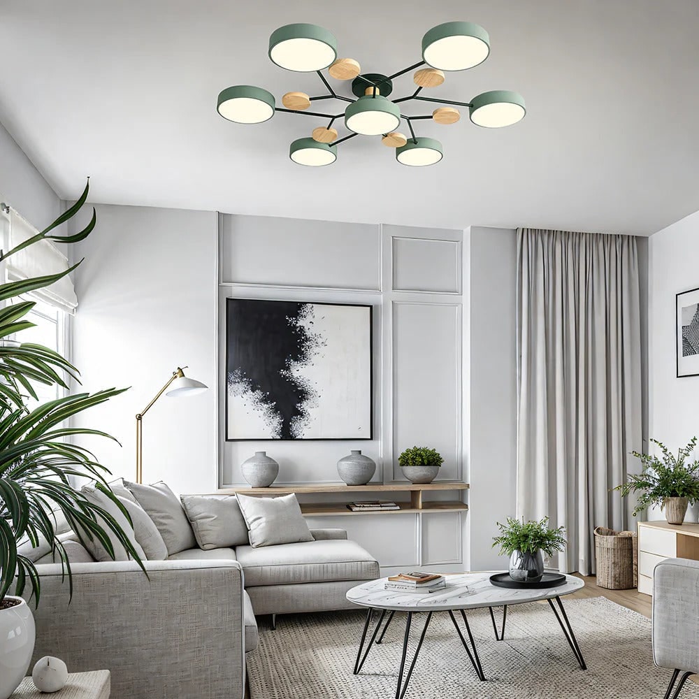 LED Ceiling Light Fixture Semi Flush Mount Modern with Wood Accents Bathroom Vanity - Image 11