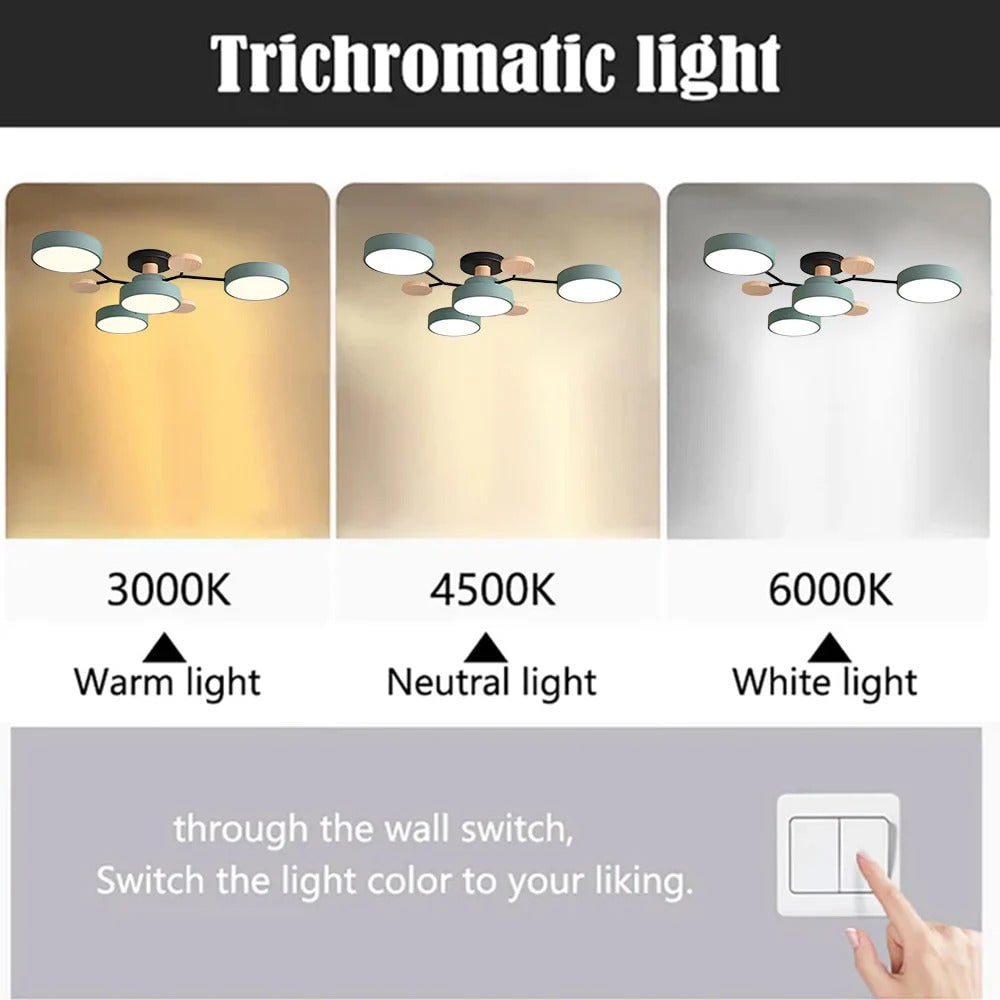 LED Ceiling Light Fixture Semi Flush Mount Modern with Wood Accents Bathroom Vanity - Image 13