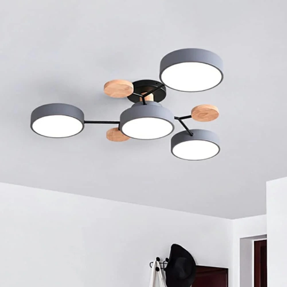 LED Ceiling Light Fixture Semi Flush Mount Modern with Wood Accents Bathroom Vanity - Image 14
