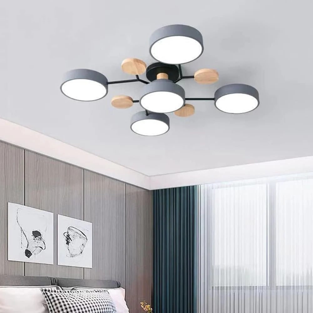 LED Ceiling Light Fixture Semi Flush Mount Modern with Wood Accents Bathroom Vanity - Image 16