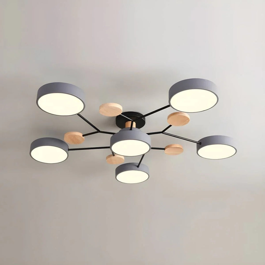 LED Ceiling Light Fixture Semi Flush Mount Modern with Wood Accents Bathroom Vanity - Image 17