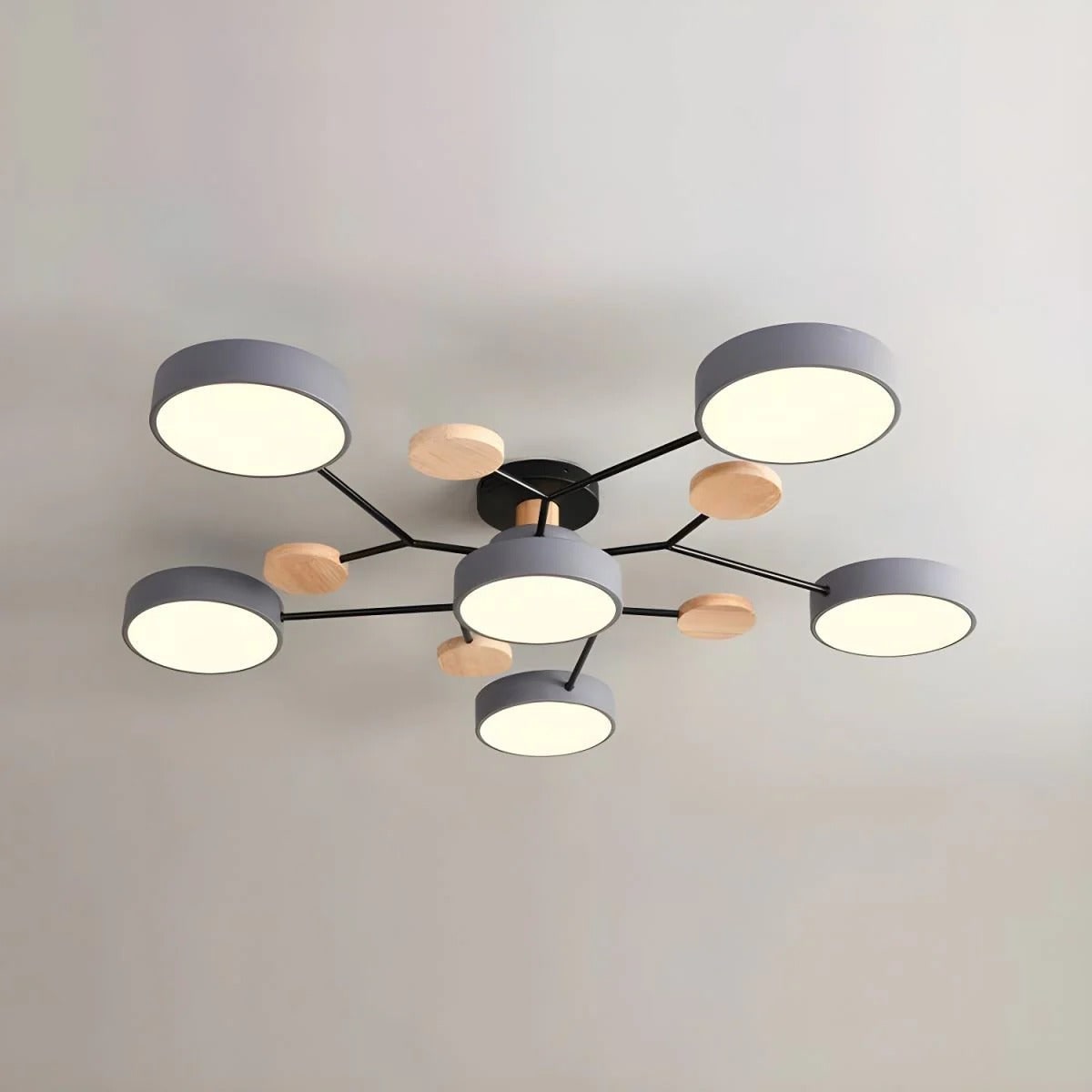 LED Ceiling Light Fixture Semi Flush Mount Modern with Wood Accents Bathroom Vanity - Image 17