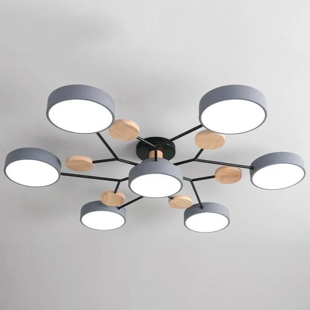 LED Ceiling Light Fixture Semi Flush Mount Modern with Wood Accents Bathroom Vanity - Image 19