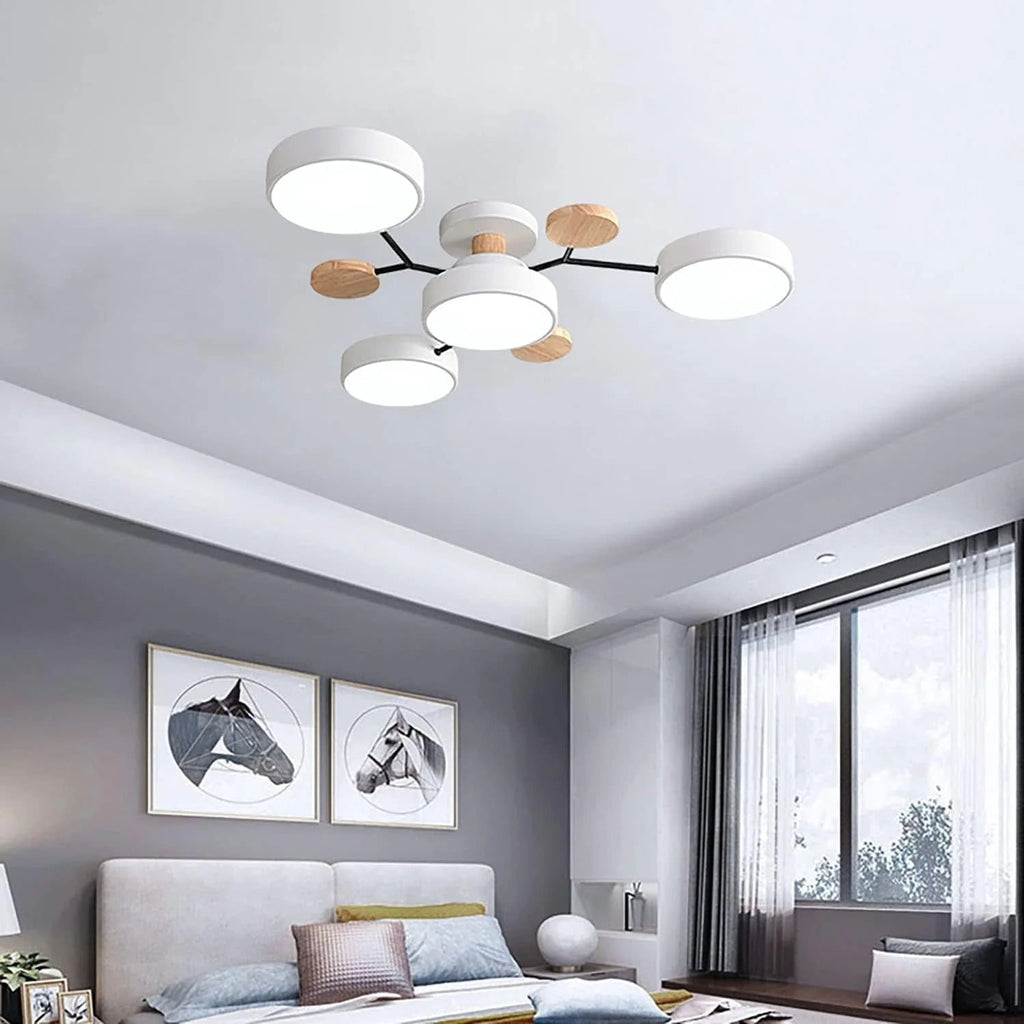 LED Ceiling Light Fixture Semi Flush Mount Modern with Wood Accents Bathroom Vanity - Image 22