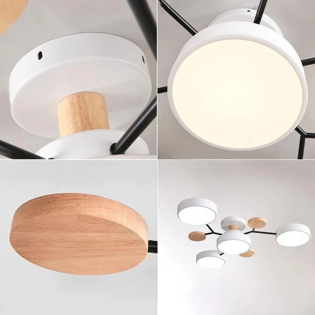 LED Ceiling Light Fixture Semi Flush Mount Modern with Wood Accents Bathroom Vanity - Image 27