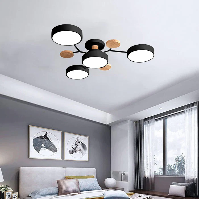 LED Ceiling Light Fixture Semi Flush Mount Modern with Wood Accents Bathroom Vanity - Image 28