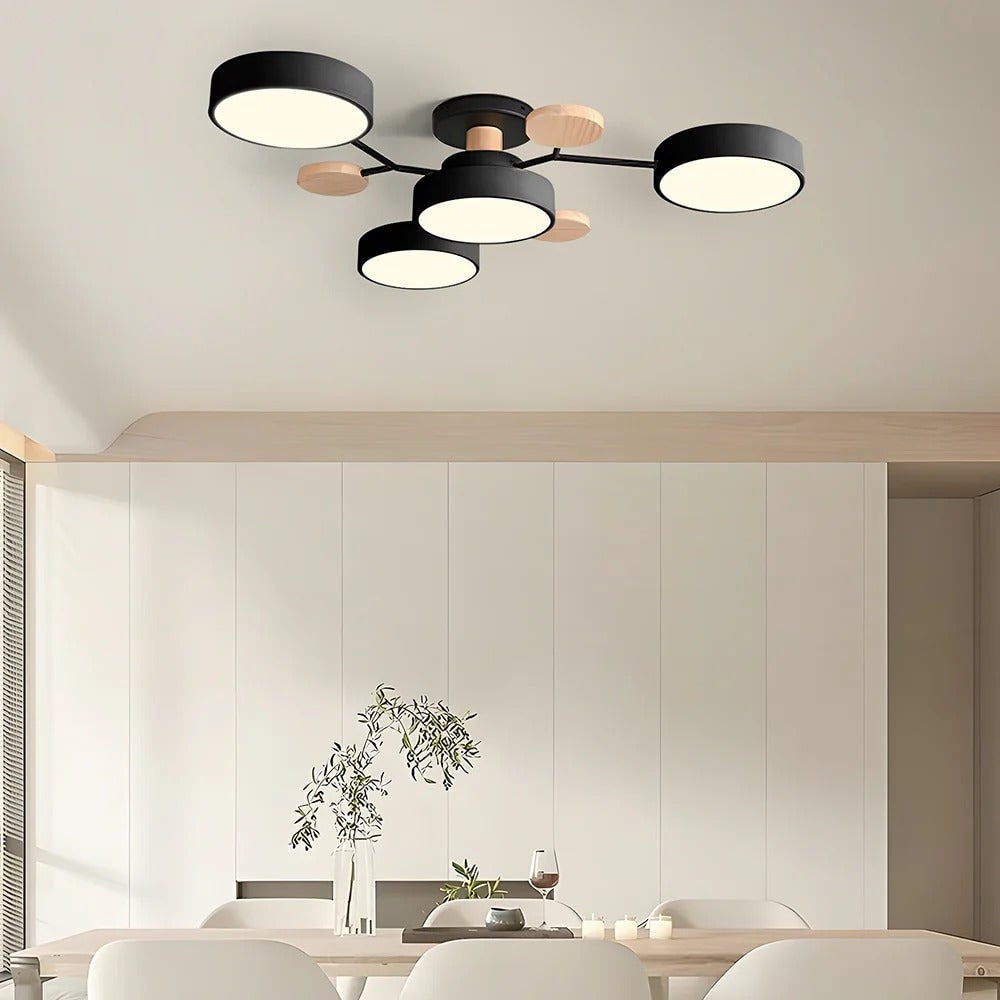 LED Ceiling Light Fixture Semi Flush Mount Modern with Wood Accents Bathroom Vanity - Image 31
