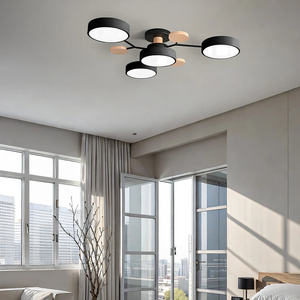 LED Ceiling Light Fixture Semi Flush Mount Modern with Wood Accents Bathroom Vanity - Image 32