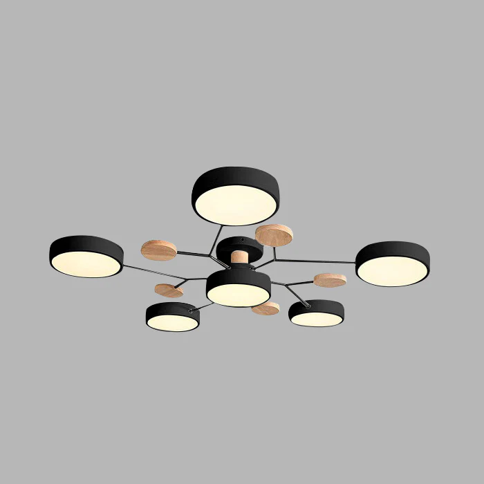 LED Ceiling Light Fixture Semi Flush Mount Modern with Wood Accents Bathroom Vanity - Image 37