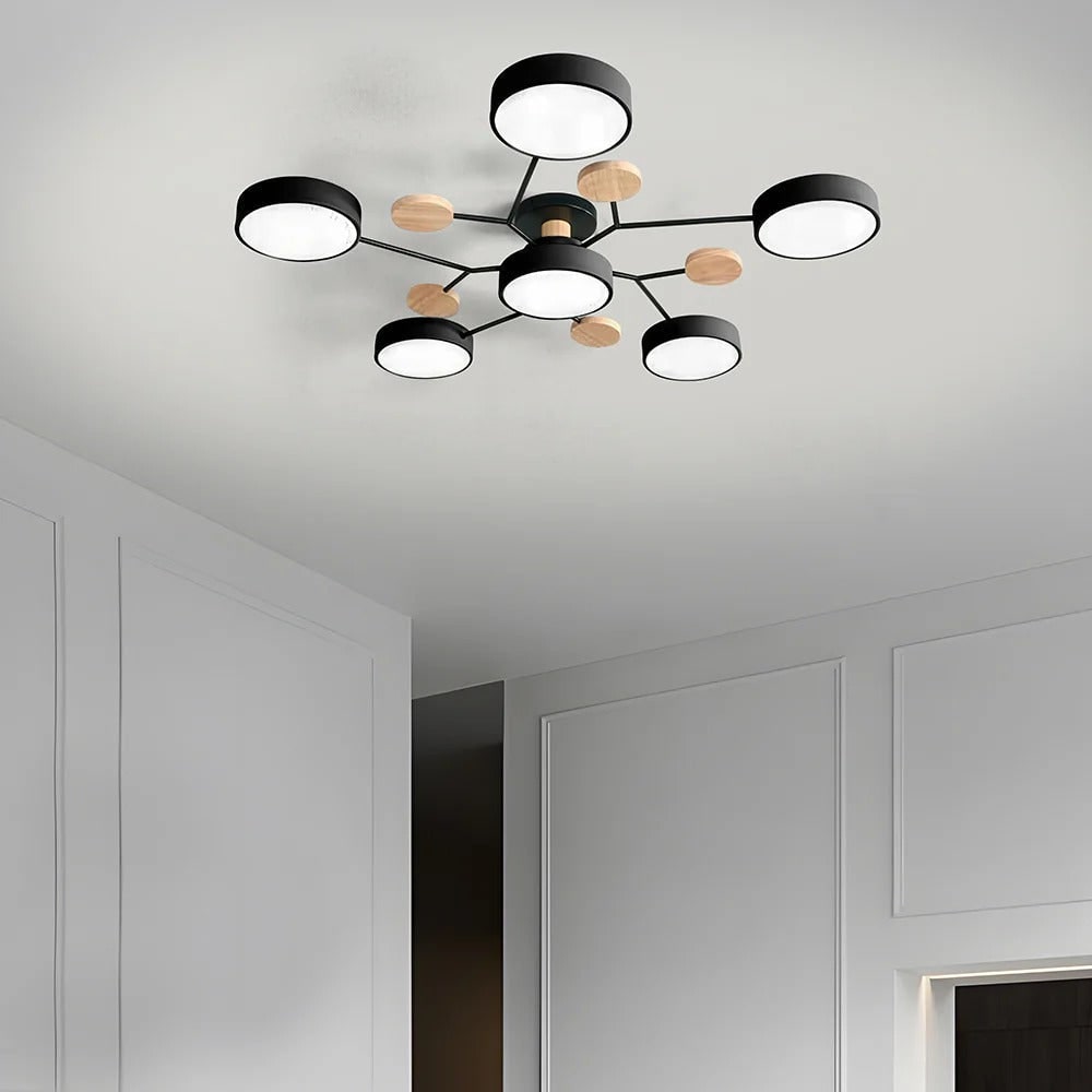 LED Ceiling Light Fixture Semi Flush Mount Modern with Wood Accents Bathroom Vanity - Image 38
