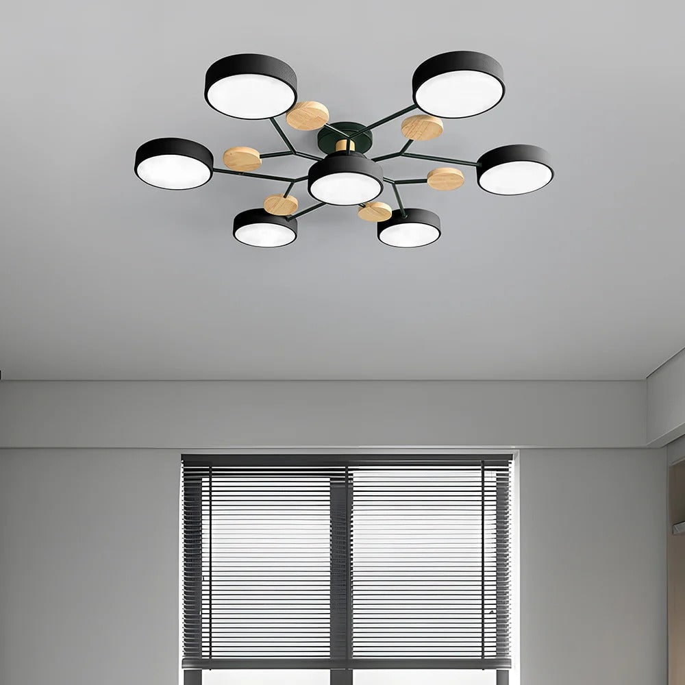 LED Ceiling Light Fixture Semi Flush Mount Modern with Wood Accents Bathroom Vanity - Image 42