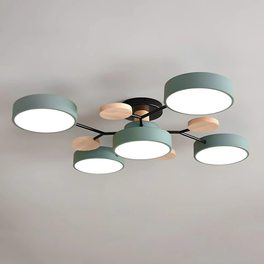 LED Ceiling Light Fixture Semi Flush Mount Modern with Wood Accents Bathroom Vanity - Image 7