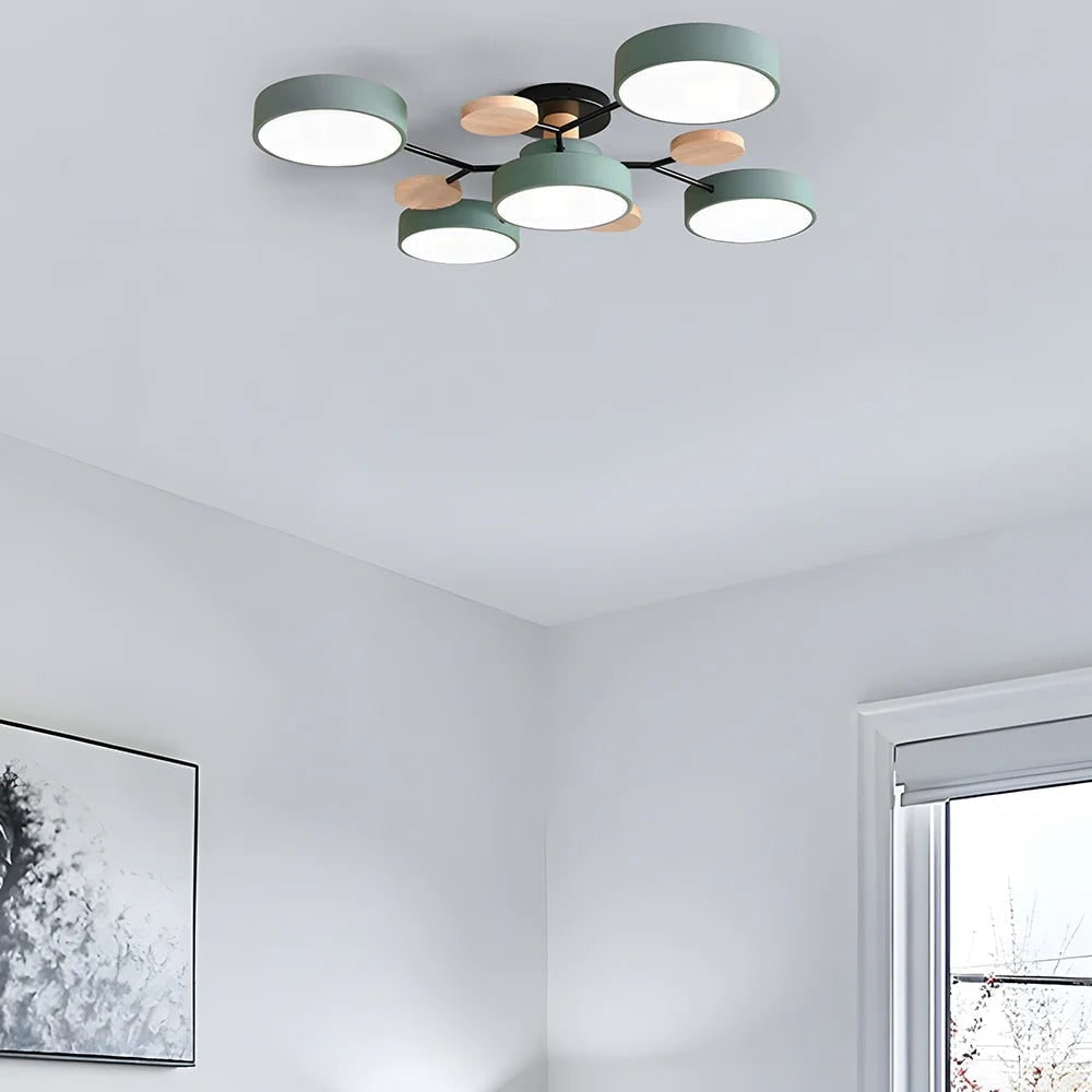 LED Ceiling Light Fixture Semi Flush Mount Modern with Wood Accents Bathroom Vanity - Image 8