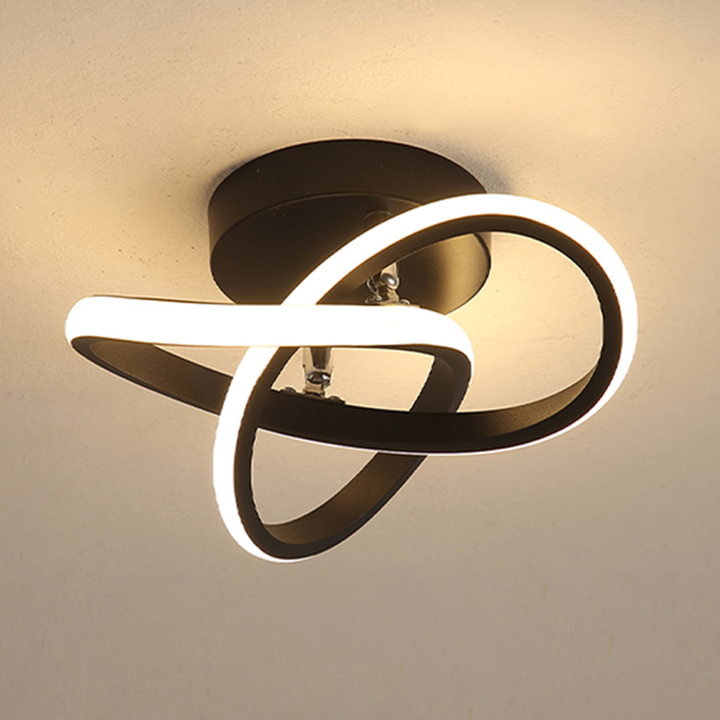 LED Ceiling Light Fixture with Low Profile Flush Mount and Geometric Interlocking Rings - Image 1