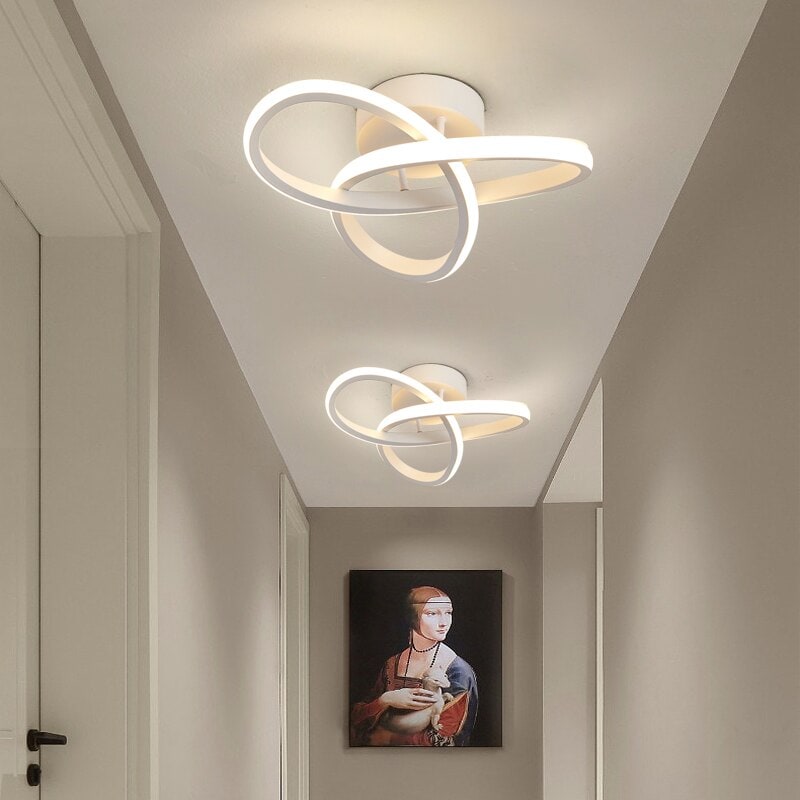LED Ceiling Light Fixture with Low Profile Flush Mount and Geometric Interlocking Rings - Image 3