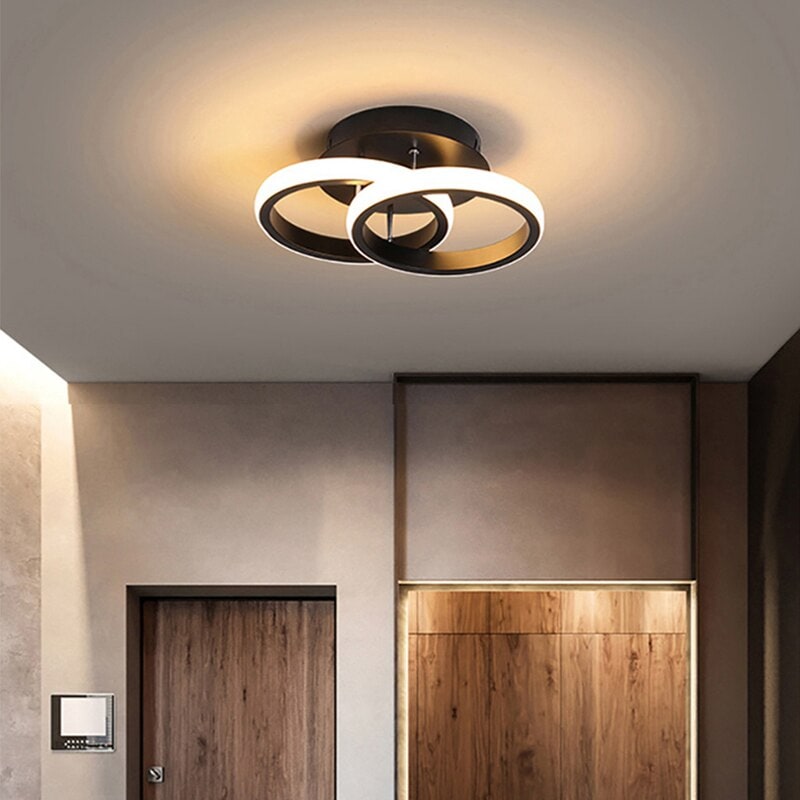 LED Ceiling Light Fixture with Low Profile Flush Mount and Geometric Interlocking Rings - Image 5