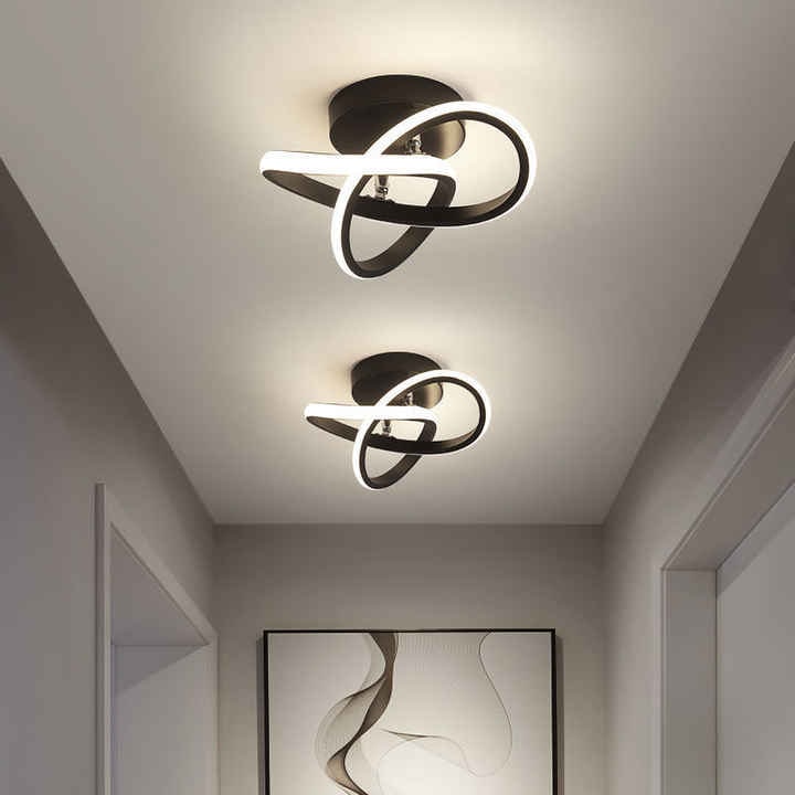 LED Ceiling Light Fixture with Low Profile Flush Mount and Geometric Interlocking Rings - Image 6