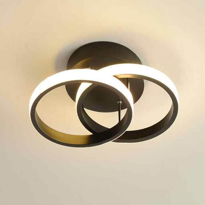 LED Ceiling Light Fixture with Low Profile Flush Mount and Geometric Interlocking Rings - Image 9