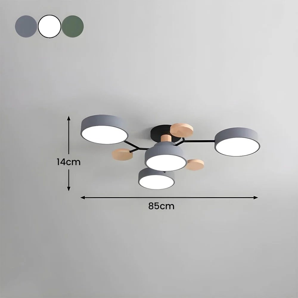 LED Ceiling Light Fixture with Semi Flush Mount and Geometric Wooden Accents for Kitchen - Image 15