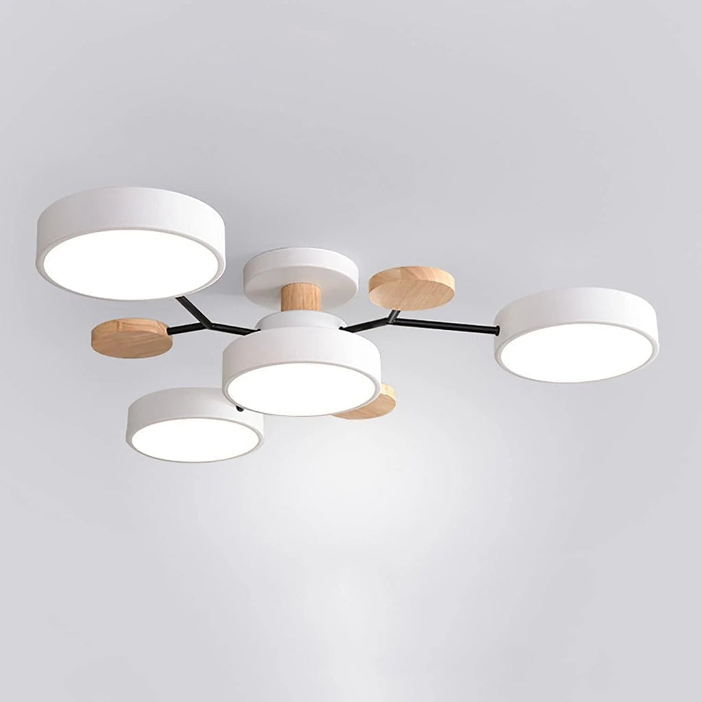 LED Ceiling Light Fixture with Semi Flush Mount and Geometric Wooden Accents for Kitchen - Image 21