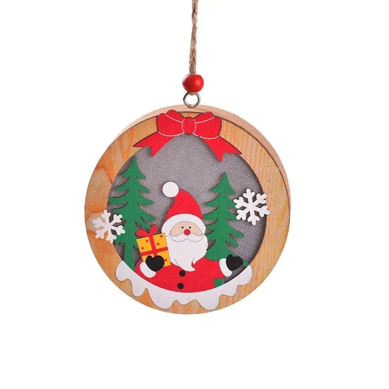LED Christmas Ornament with Warm Wooden Design and Hanging String for Holiday Decor - Image 10