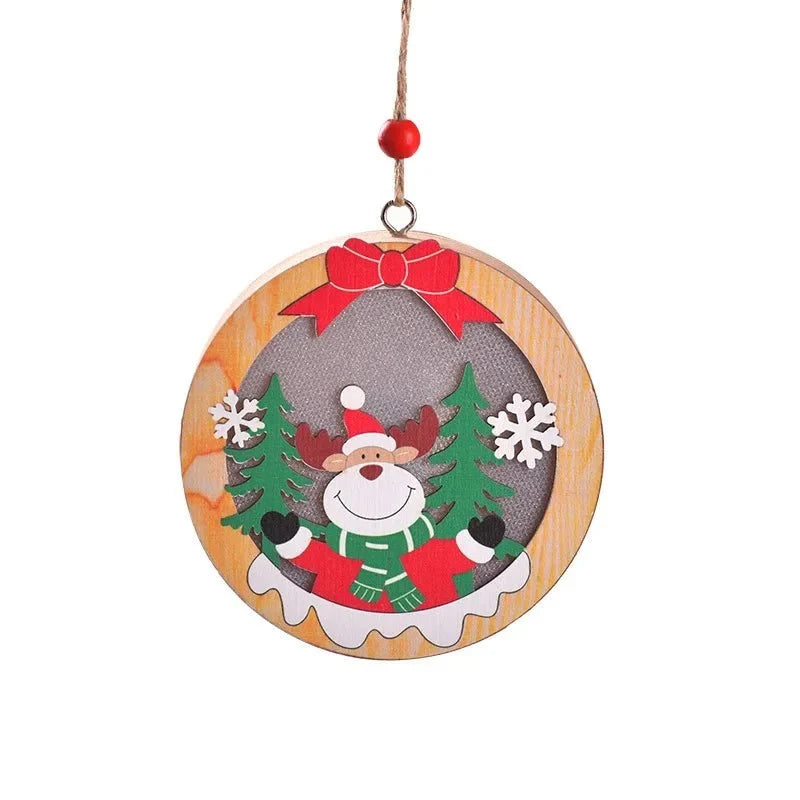 LED Christmas Ornament with Warm Wooden Design and Hanging String for Holiday Decor - Image 11